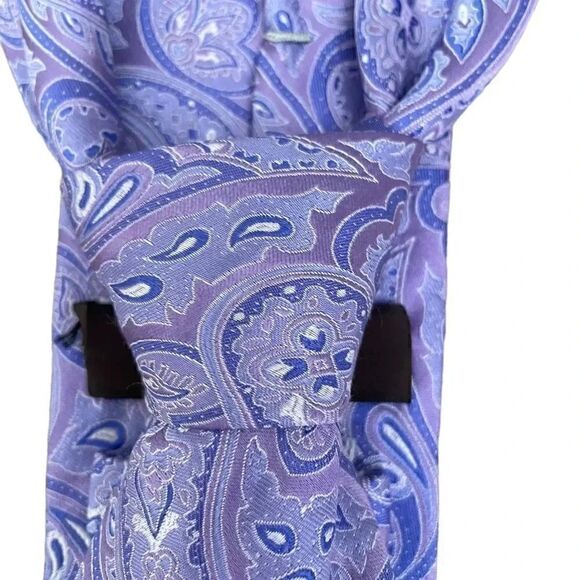 Tasso Elba Men's Classic Paisley 100% Silk Tie Purple Size Regular - Picture 7 of 9